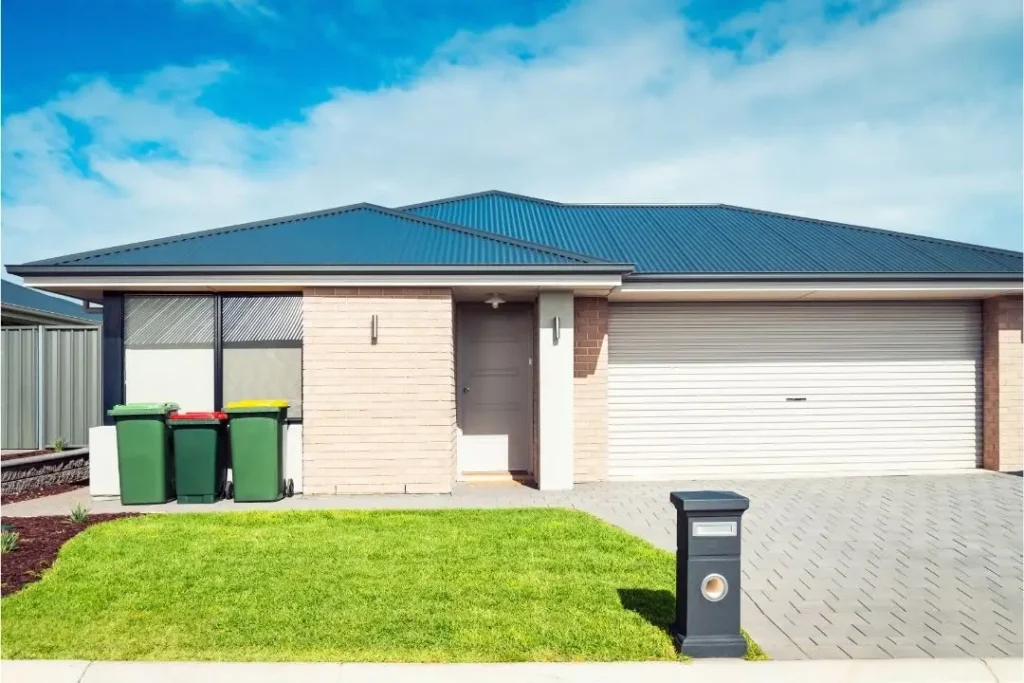 New build home with no front fence