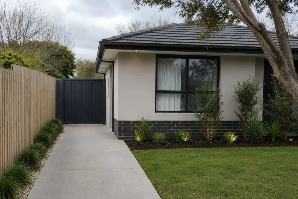 Side access gate for new build home