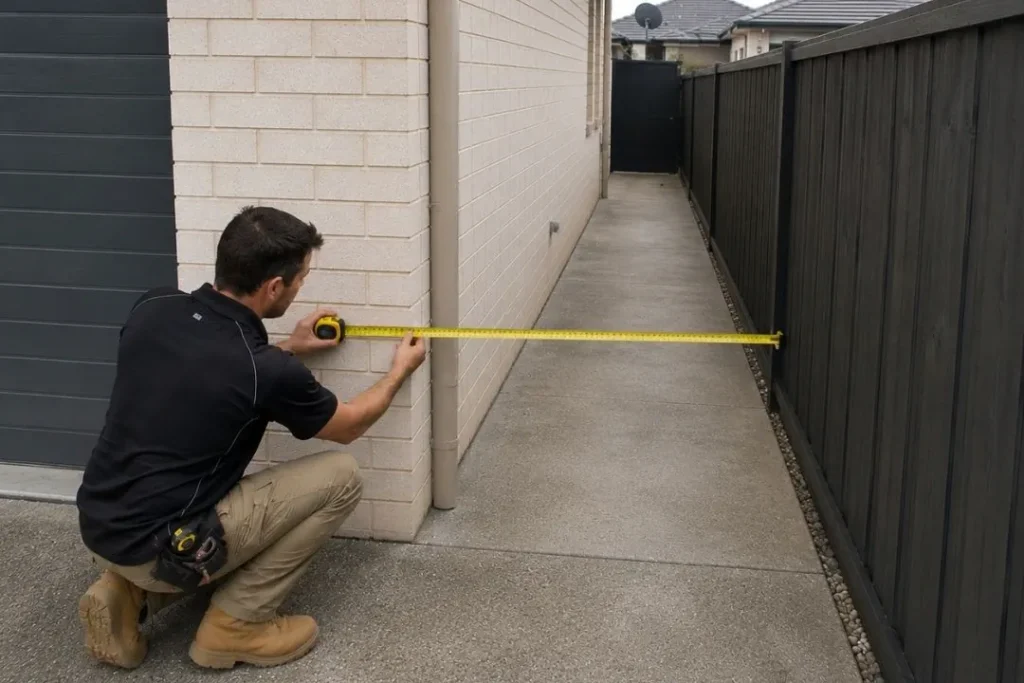 contractor measuring the side access